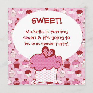 Gepersonaliseerd Sweet Cupcake Birthday Invites Kaart