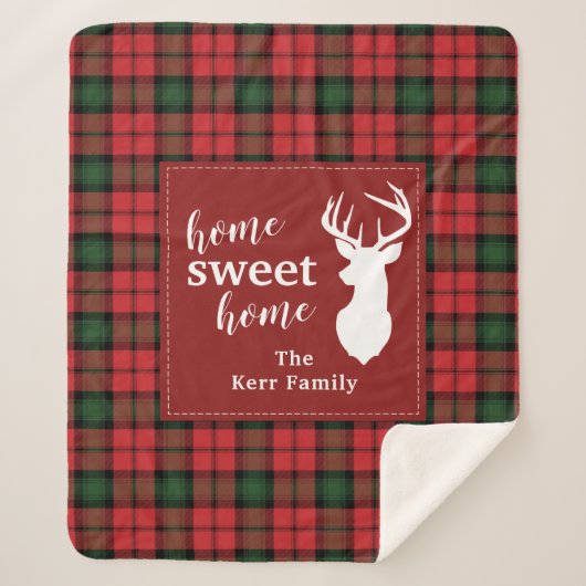 Gepersonaliseerd Sweet Home Tartan Clan Kerr Pset Sherpa Deken (Voorkant)