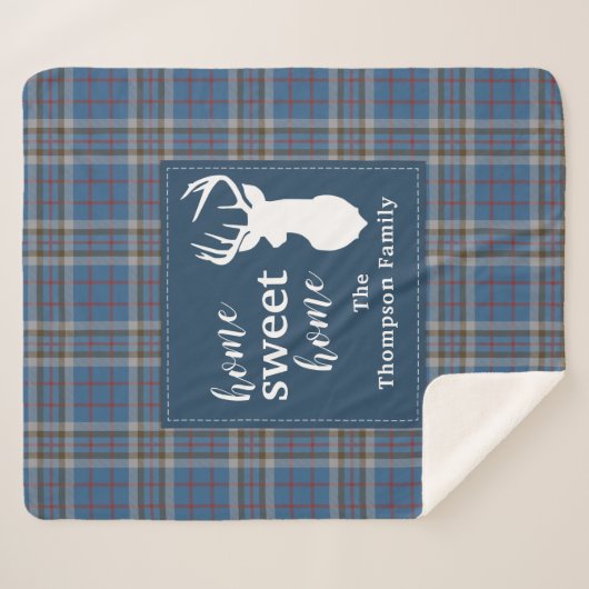 Gepersonaliseerd Sweet Home Tartan Clan Thompson P Sherpa Deken (Voorkant (horizontaal))
