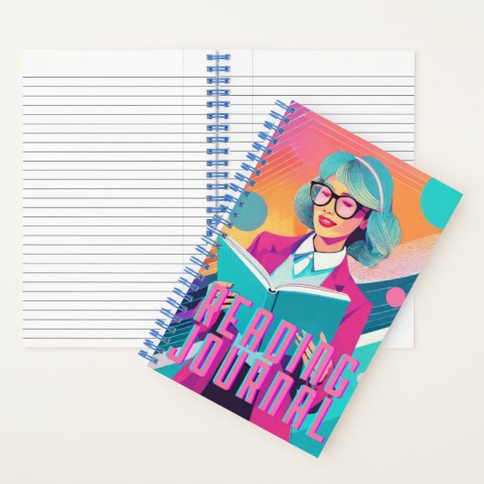 Gepersonaliseerd Synthwave Reading Journal Notitieboek (Binnen)