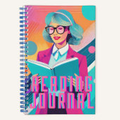 Gepersonaliseerd Synthwave Reading Journal Notitieboek (Voorkant)