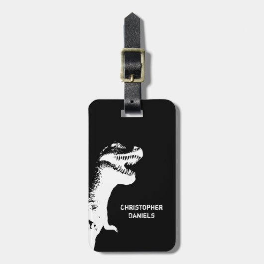 Gepersonaliseerd T-Rex Dinosaurus Bagagelabel (Voorkant verticaal)