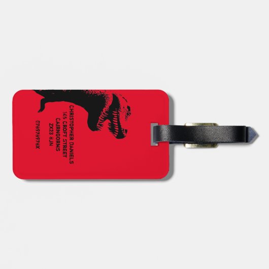 Gepersonaliseerd T-Rex Dinosaurus Bagagelabel (Achterkant horizontaal)