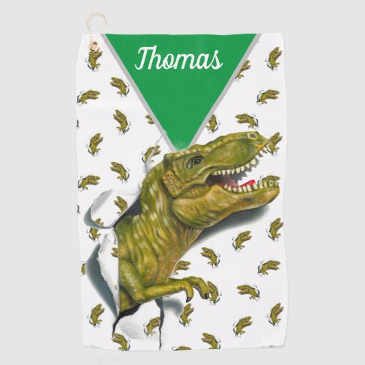 Gepersonaliseerd T-Rex golfhanddoek (Voorkant)