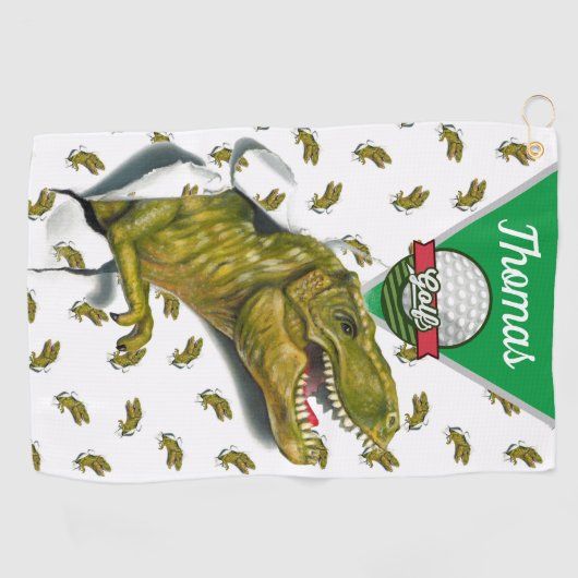 Gepersonaliseerd T-Rex Golfhanddoek (Horizontaal)