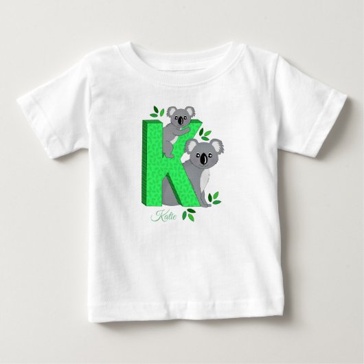 Gepersonaliseerd t-shirt - K voor Koala (Voorkant)