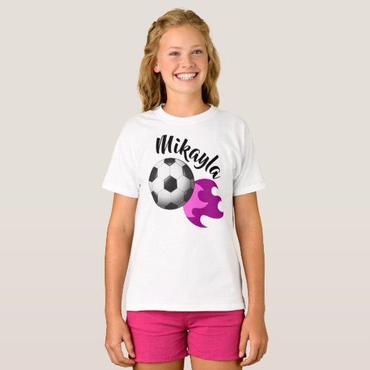 Gepersonaliseerd T-shirt Meisjes Voetbal (Voorkant volledig)