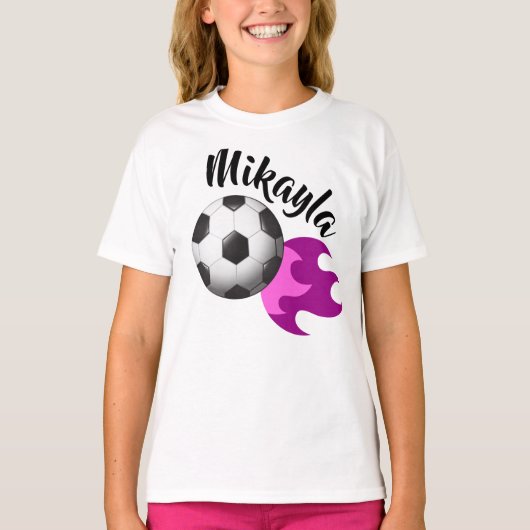 Gepersonaliseerd T-shirt Meisjes Voetbal (Voorkant)