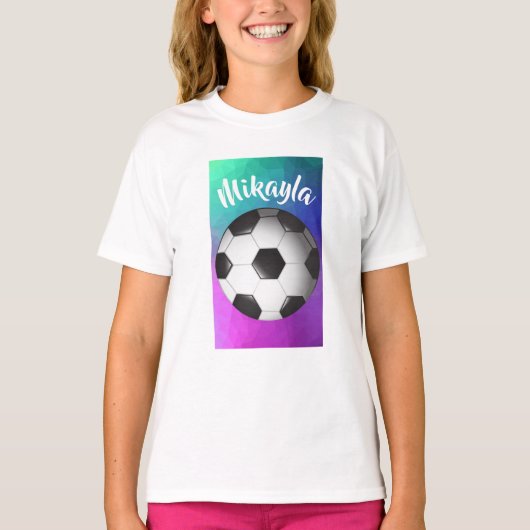 Gepersonaliseerd T-shirt Meisjes Voetbal (Voorkant)