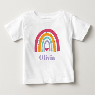 Gepersonaliseerd T-shirt met roze en paarse regenb