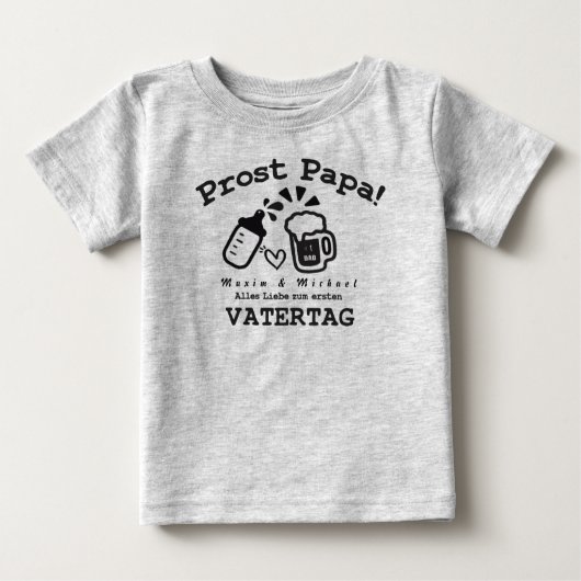 Gepersonaliseerd T-shirt Papa Baby Vaderdag Outfit (Voorkant)