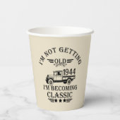 Gepersonaliseerd tachtig vintage 80ste verjaardags papieren bekers (Achterkant)