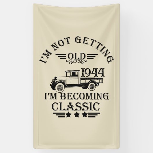 Gepersonaliseerd tachtig vintage 80ste verjaardags spandoek (Verticaal)