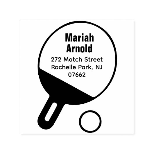 Gepersonaliseerd tafeltennisracket retouradres  zelfinktende stempel (Design)