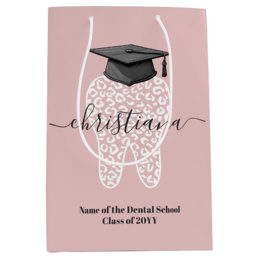 Gepersonaliseerd tandheelkundig Afstuderen Leopard Medium Cadeauzakje (Voorkant)