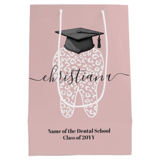 Gepersonaliseerd tandheelkundig Afstuderen Leopard Medium Cadeauzakje (Achterkant)