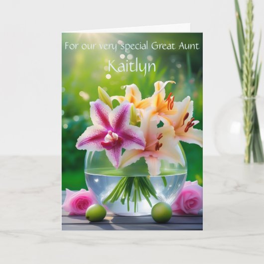 Gepersonaliseerd tante boeket verjaardagsgedicht K Aankondiging (Voorkant)