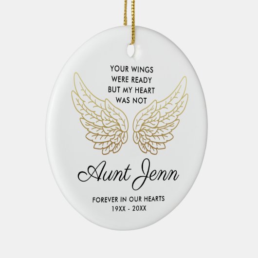 Gepersonaliseerd tante Memorial Uw Wingen waren kl Keramisch Ornament (Rechts)