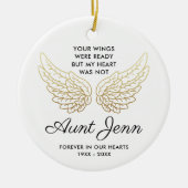 Gepersonaliseerd tante Memorial Uw Wingen waren kl Keramisch Ornament (Voorkant)