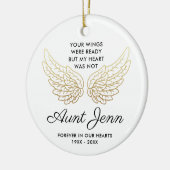 Gepersonaliseerd tante Memorial Uw Wingen waren kl Keramisch Ornament (Links)