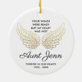 Gepersonaliseerd tante Memorial Uw Wingen waren kl Keramisch Ornament (Achterkant)