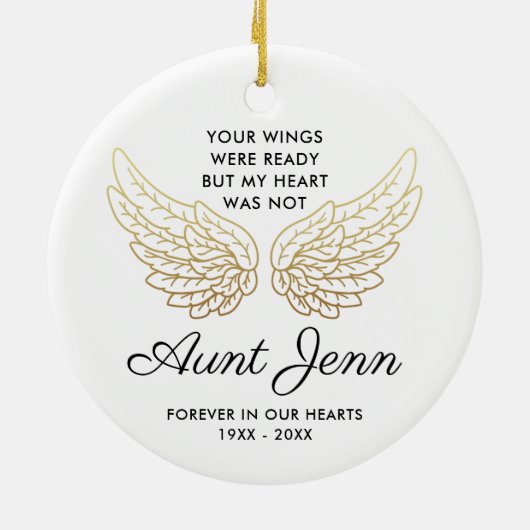 Gepersonaliseerd tante Memorial Uw Wingen waren kl Keramisch Ornament (Achterkant)