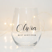 Gepersonaliseerd Tante Script Monogram Wijnglas Zonder Voet