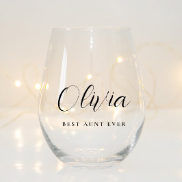 Gepersonaliseerd Tante Script Monogram Wijnglas Zonder Voet