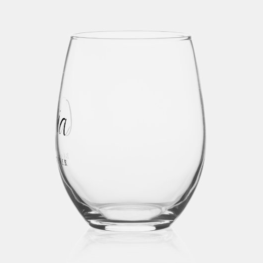 Gepersonaliseerd Tante Script Monogram Wijnglas Zonder Voet (Links)