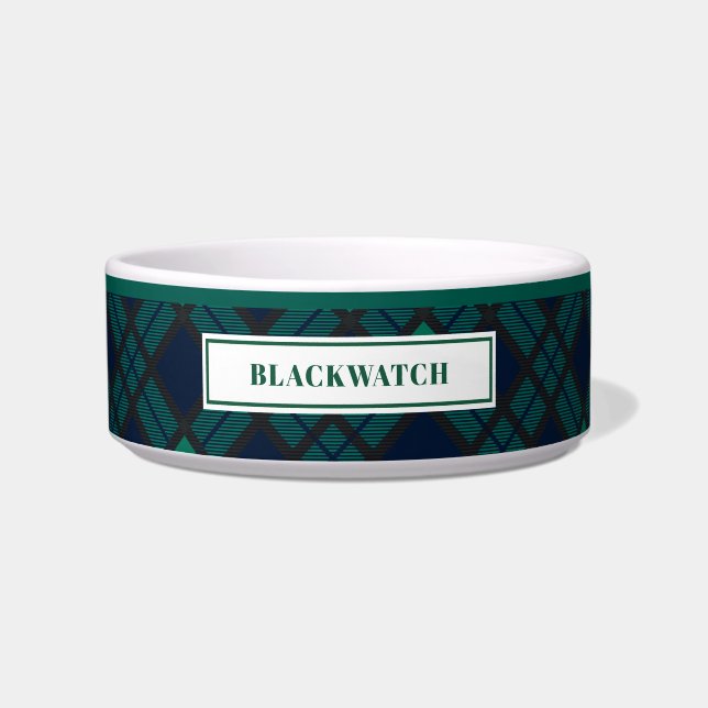 Gepersonaliseerd Tartan Clan Blackwatch Patroon Voerbakje (Voorkant)