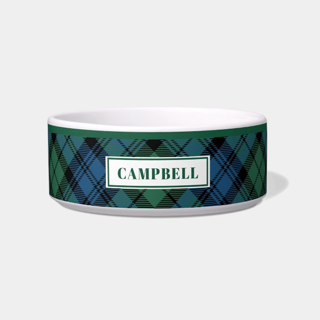 Gepersonaliseerd Tartan Clan Campbell Patroon Voerbakje (Voorkant)