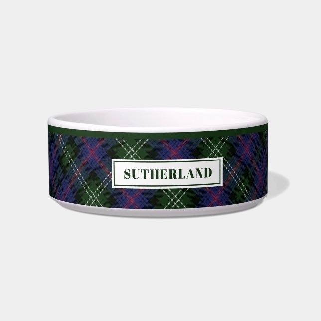 Gepersonaliseerd Tartan Clan Sutherland Pset Patte Voerbakje (Voorkant)