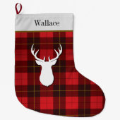 Gepersonaliseerd Tartan Clan Wallace Red Pset Grote Kerstsok (Voorkant)