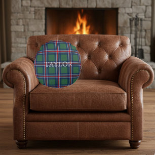 Gepersonaliseerd tartan geruit patroon rond kussen