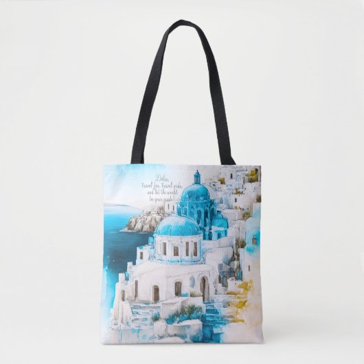 Gepersonaliseerd tas. Tas Santorini. Grieks patroo (Voorkant)