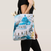 Gepersonaliseerd tas. Tas Santorini. Grieks patroo (Dichtbij)
