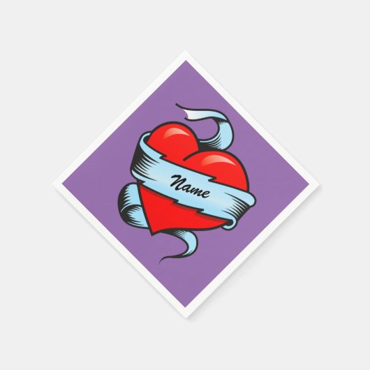 Gepersonaliseerd Tattoo hart Servetten (Hoek)
