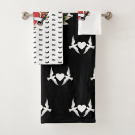 Gepersonaliseerd Tattoo Tortelduifjes Hart Bad Handdoek