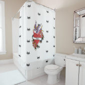 Gepersonaliseerd Tattoo Tortelduifjes Hart Douchegordijn (In situ)