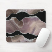 Gepersonaliseerd Taupe & Black Agate Zilver Glitte Muismat (Met muis)