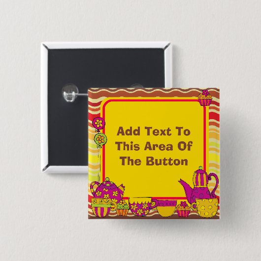 Gepersonaliseerd Tea Party Button (Voorkant /achterkant)