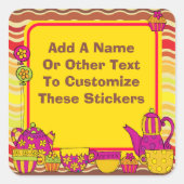 Gepersonaliseerd Tea Party Stickers (Voorkant)