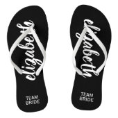 Gepersonaliseerd Team Bride Black en White Teenslippers (Voetbed)