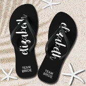 Gepersonaliseerd Team Bride Black en White Teenslippers