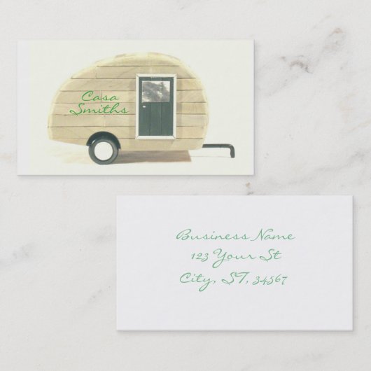 Gepersonaliseerd teardrop  camper tan visitekaartje (Voorkant / Achterkant)