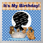 Gepersonaliseerd teddy Bear Birthday Poster (Voorkant)