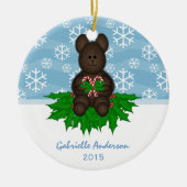 Gepersonaliseerd: Teddy-beer: kerstversiering Keramisch Ornament (Voorkant)