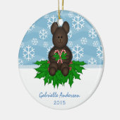 Gepersonaliseerd: Teddy-beer: kerstversiering Keramisch Ornament (Links)