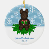 Gepersonaliseerd: Teddy-beer: kerstversiering Keramisch Ornament (Achterkant)