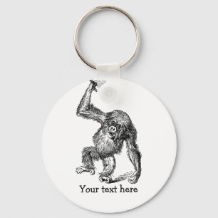 Gepersonaliseerd tekst schattige baby chimpansee sleutelhanger